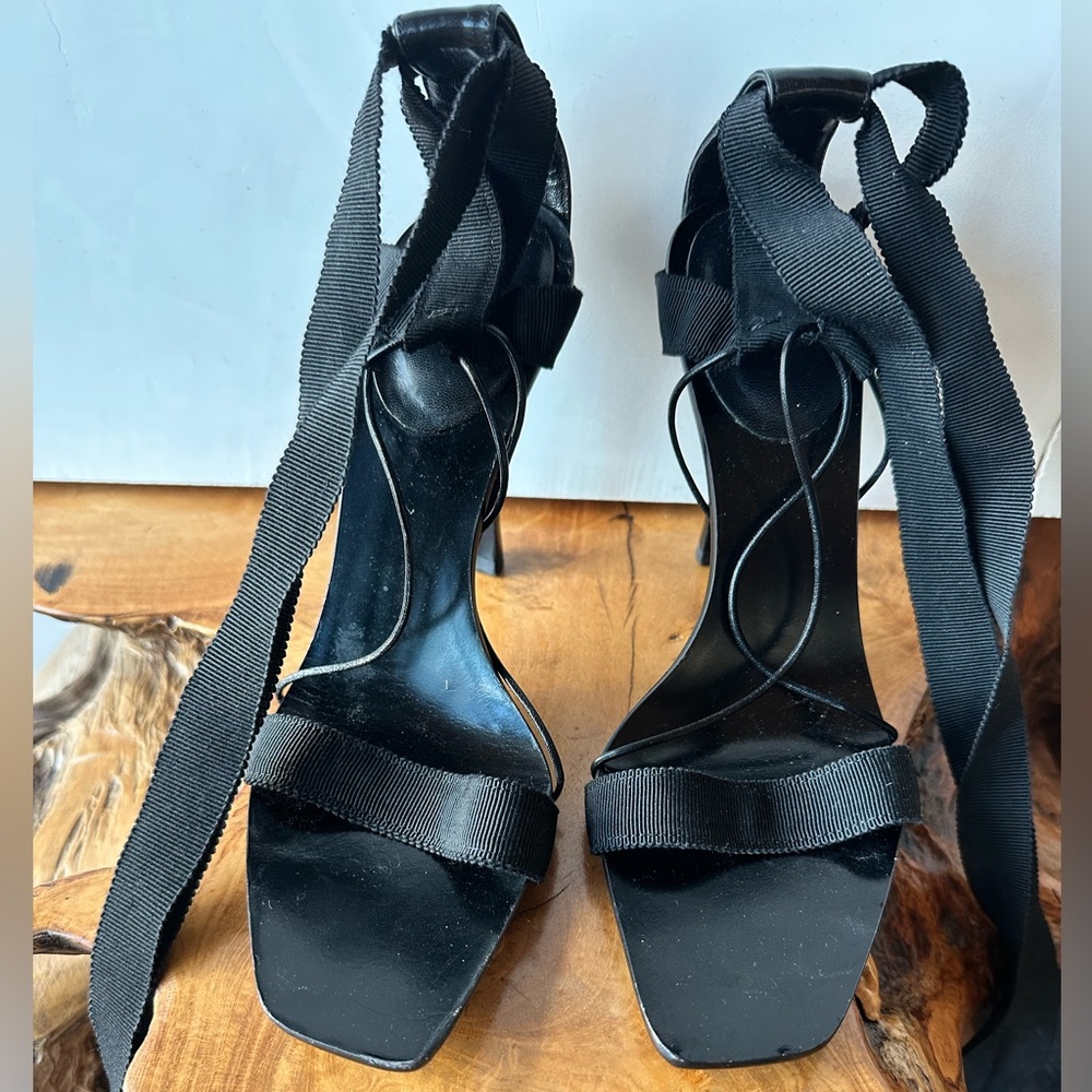Vintage GUCCI stiletto ankle wrap ribbon sandals